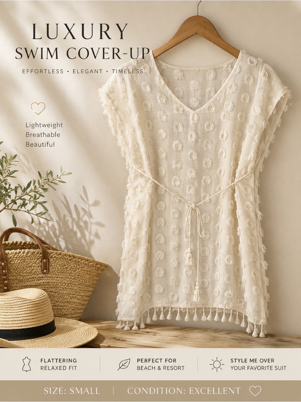 Elegant Cream Swim Cover-Up